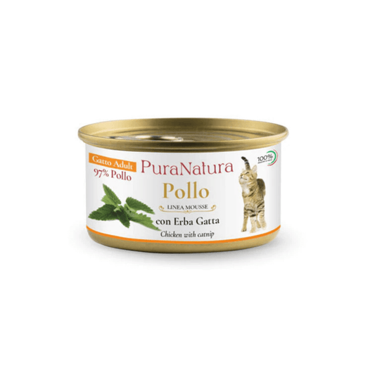 Scatoletta Gatto PuraNatura Mousse Pollo ed Erba Gatta