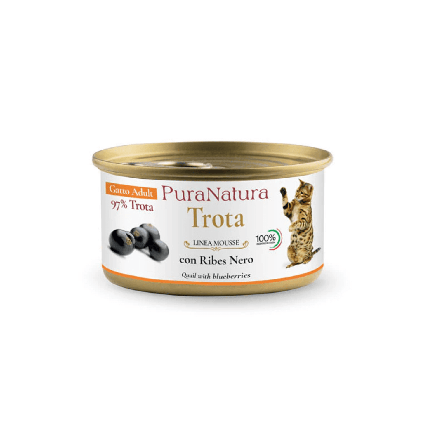 Scatoletta Gatto PuraNatura Mousse Trota e Ribes